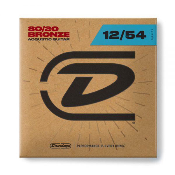 DUNLOP DAB1254 80/20 BRONZE ACOUSTIC GUITAR STRINGS (12-54)