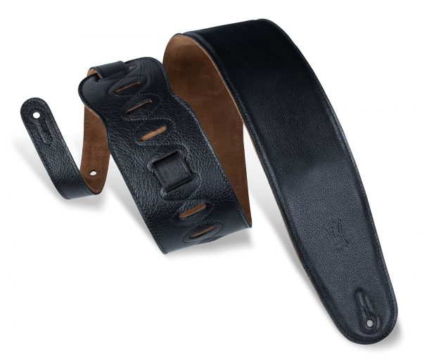 LEVY'S M4GF-BLK CLASSICS SERIES PADDED GARMENT LEATHER BASS STRAP (BLACK)