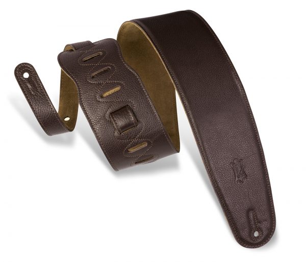 LEVY'S M4GF-DBR CLASSICS SERIES PADDED GARMENT LEATHER BASS STRAP (DARK BROWN)