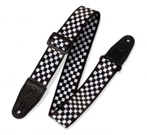 LEVY'S MP-28 PRINT SERIES GUITAR STRAP (BLACK AND WHITE CHECKERS)