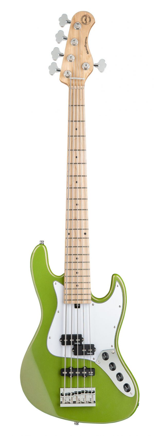 SADOWSKY MetroExpress 21-Fret Hybrid P/J Bass, Maple, 5-String (Solid Sage Green Metallic Satin)