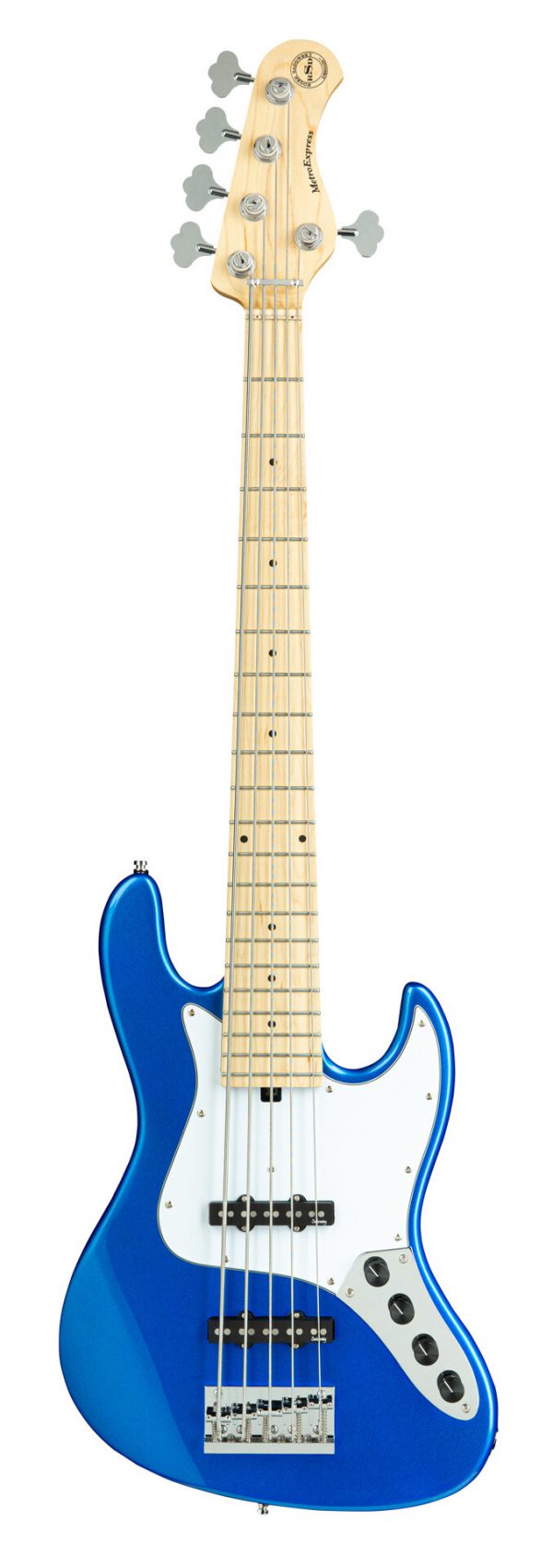 SADOWSKY MetroExpress 21-Fret Vintage J/J Bass, Maple, 5-String (Ocean Blue Metallic High Polish)