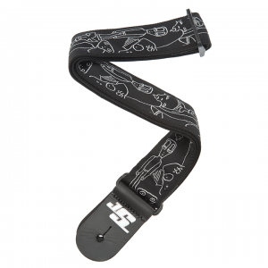 D'ADDARIO JOE SATRANI WOVEN GUITAR STRAP  (Silver Sketches)