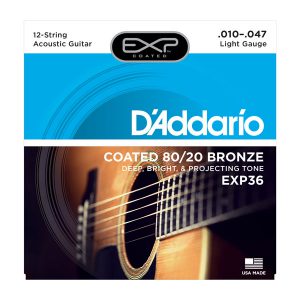 D'ADDARIO EXP36 EXP COATED 80/20 BRONZE LIGHT 12-STRING (10-47)