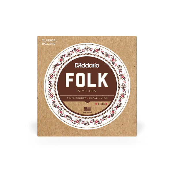 D'ADDARIO EJ33 FOLK NYLON 80/20 Bronze Ball End Clear Treble