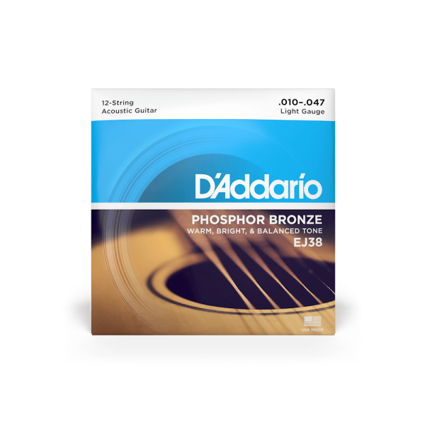 D'ADDARIO EJ38 PHOSPHOR BRONZE REGULAR LIGHT 12-STRING (10-47)