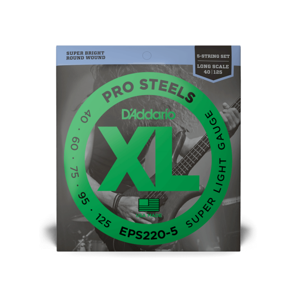 D'ADDARIO EPS220-5 XL PROSTEELS BASS SUPER LIGHT 5-STRING (40-125)