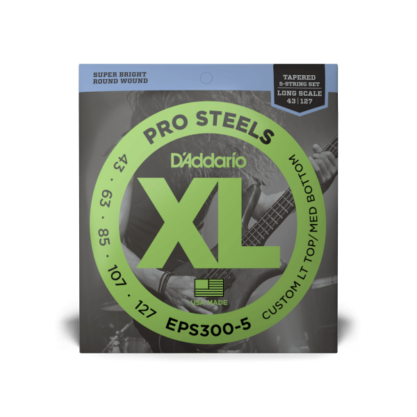 D'ADDARIO EPS300-5 XL PROSTEELS BASS Custom Light Top/Med Bottom (43-127)
