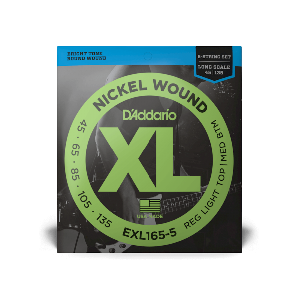 D'ADDARIO EXL165-5 XL NICKEL WOUND BASS REG LIGHT TOP / MED BOTTOM 5-STRING (45-135)