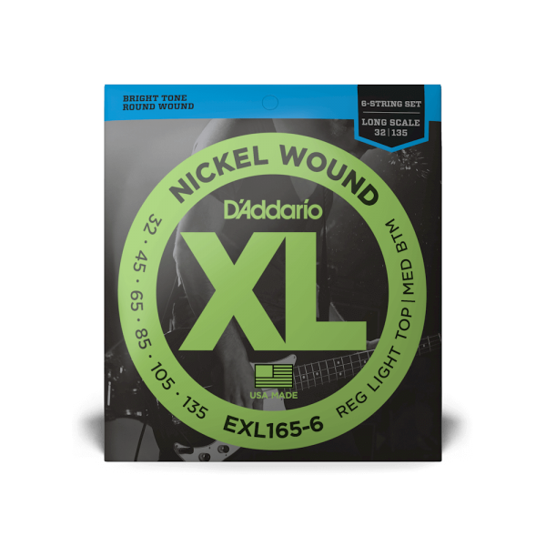 D'ADDARIO EXL165-6 XL NICKEL WOUND BASS REG LIGHT TOP / MED BOTTOM 6-STRING (32-135)