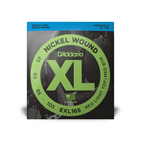 D'ADDARIO EXL165 XL NICKEL WOUND BASS REG LIGHT TOP /  MED BOTTOM (45-105)